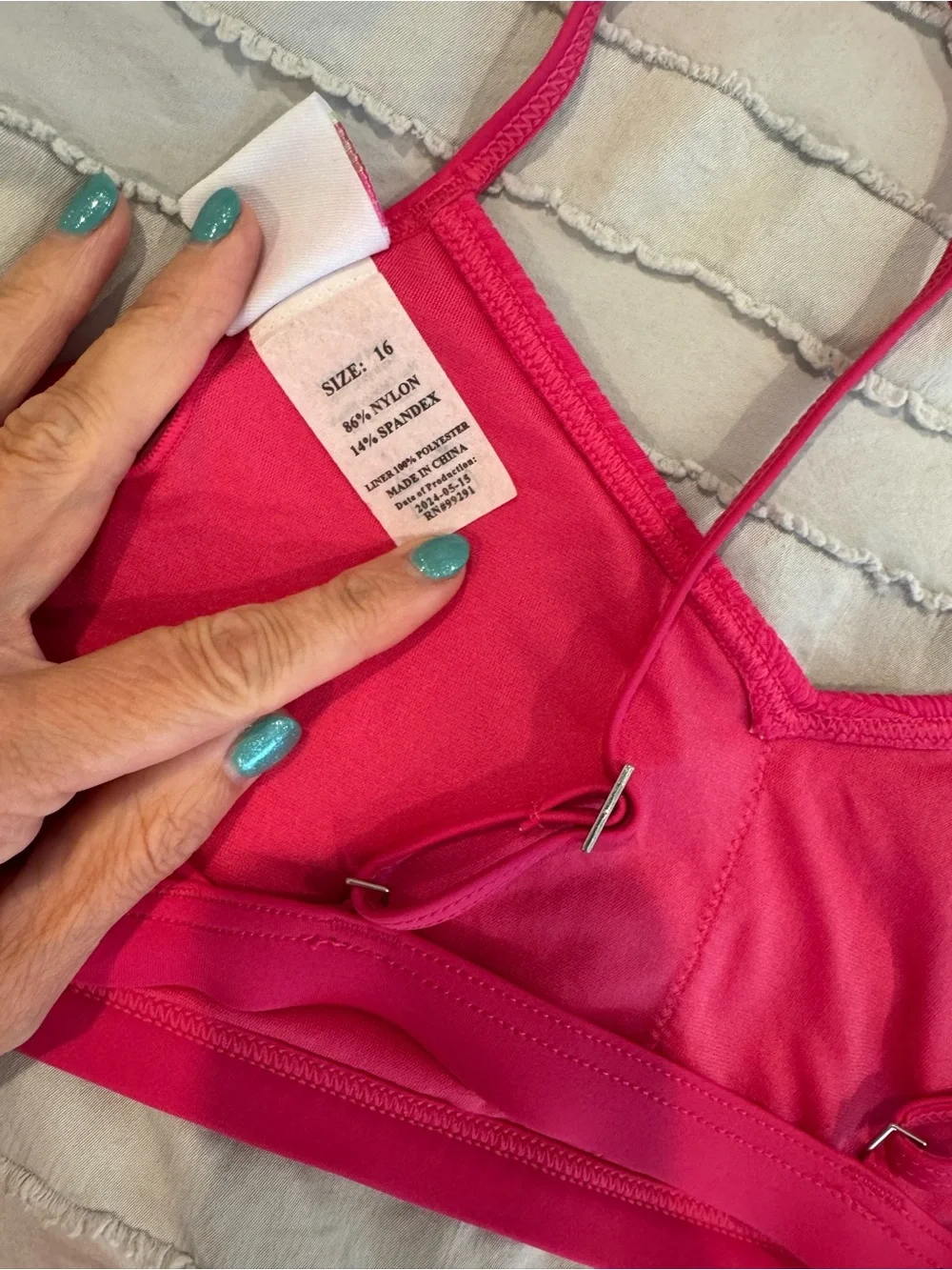 Girl’s Bright Pink Ribbed Bikini Set - Scoop Bralette & High-Rise Briefs